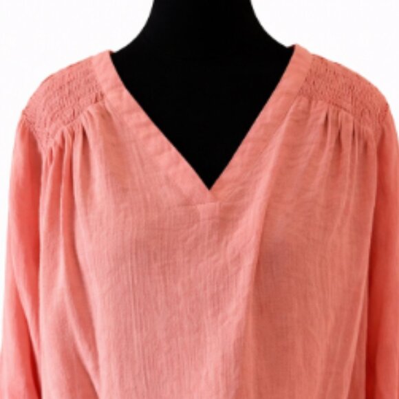 CJ Banks Coral Smocked Shoulder Blouse – Size XL - Picture 3 of 7